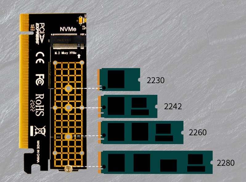Valuegist PCIe Adapter for M.2 NVMe Mkey, PCI-e 4.0 X4 Card Supports NGFF M2 M-Key SSD of Length 2280,2260,2242,2230, PCIe NVMe Adapter - Image 2